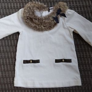 Janie and Jack top shirt fur collar